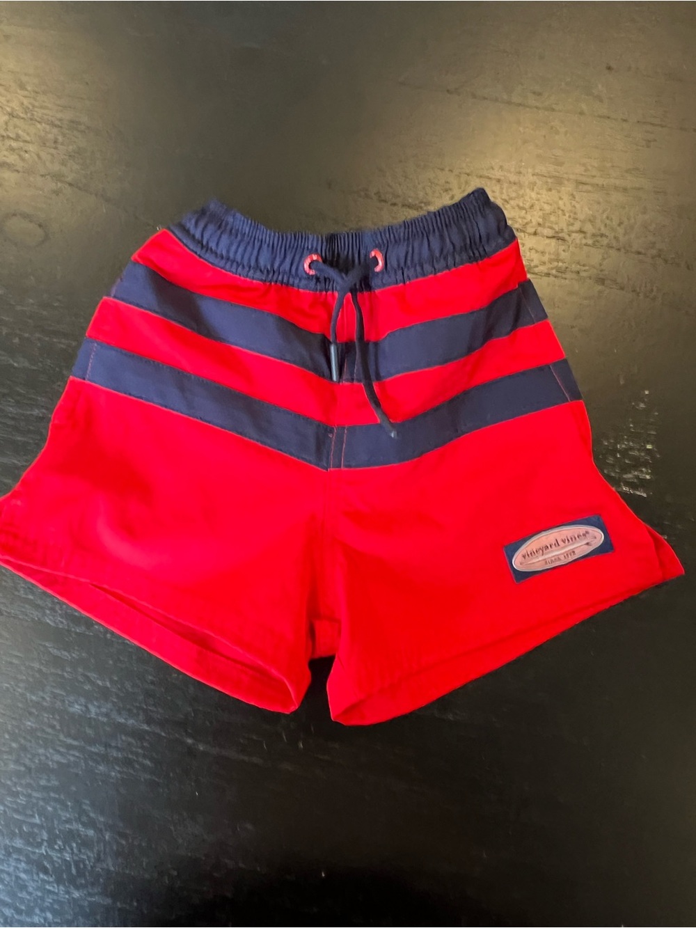 Vineyard Vines Red and Navy Striped Swim Shorts